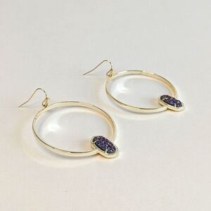 Kendra Scott Elora Open Circle Dangle Hoop Earrings Multi Colored Drusy